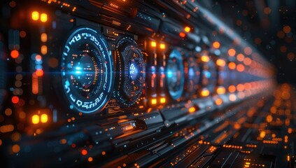 Fototapeta premium Futuristic Technology Interface with Glowing Lights
