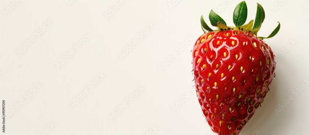 Aufkleber Copy space image featuring a ripe strawberry against a white backdrop with a clipping path for easy extraction
