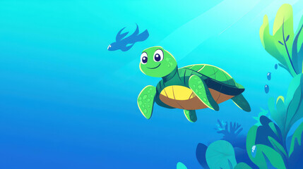 Obraz premium Explore the vibrant world of sea turtles in the warm waters, showcasing their charm amid endangered circumstances.