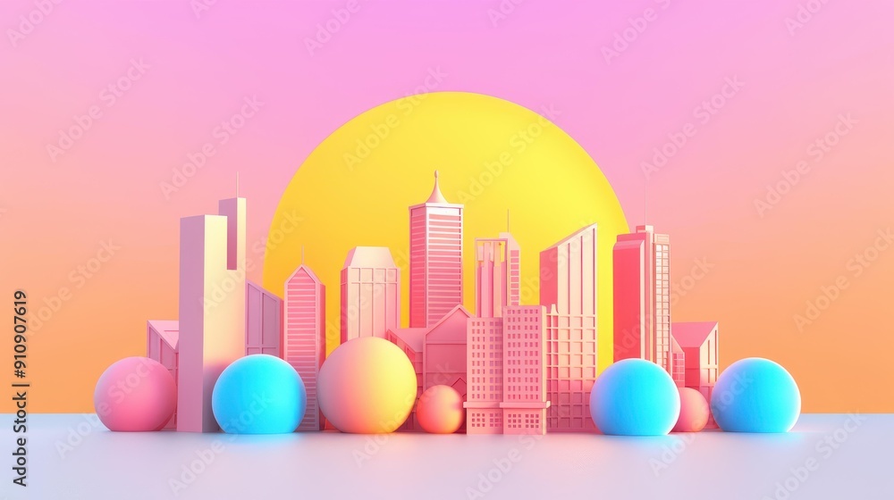 Poster explore a vibrant 3d render of a futuristic structure, glowing with neon lights in a captivating cyb