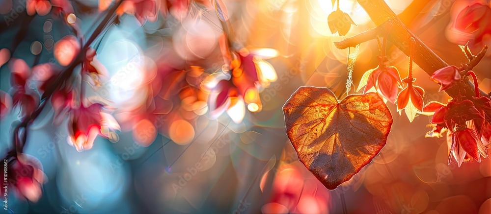 Aufkleber Valentine themed background with heartfelt messages set in natural light perfect for a copy space image