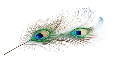 Obraz premium Two Peacock Feathers with Eye Spots