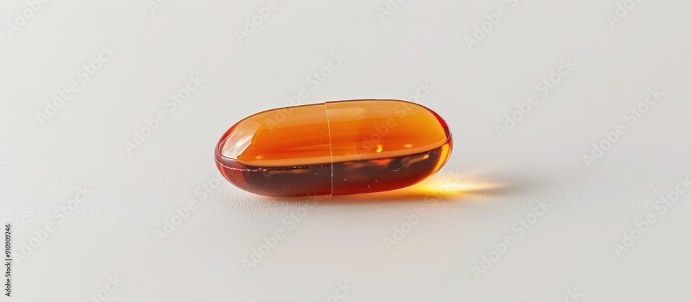 Aufkleber A soft gel capsule is displayed on a white background with ample copy space image