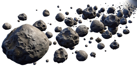 dark meteor asteroid belt isolated on white and transparent background