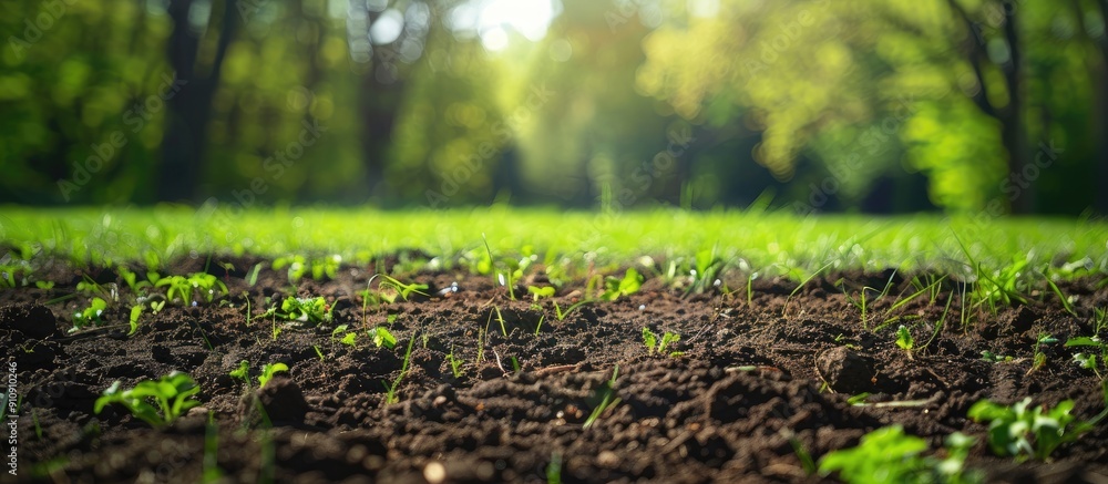 Poster a rural landscape with dirt grass and trees in the background suitable for a copy space image
