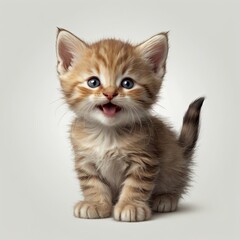 Obraz premium Cute little kitty is against white background, clipart