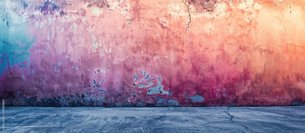 Poster gradient colored vintage wall serves as a backdrop with abundant copy space image
