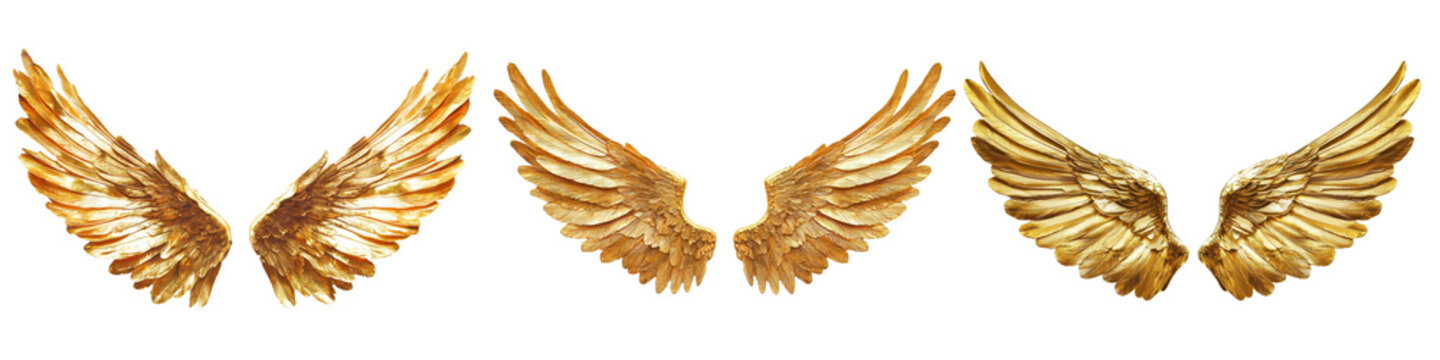 gold wings isolated on a transparent background