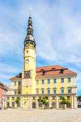 View at the Town hall building in the streets of Bautzen - Germany