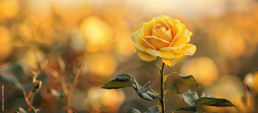 Aufkleber a yellow rose in a field with copy space image