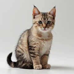 Obraz premium Sad cat clipart against white background, cute animal