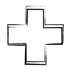 Obraz premium Cross texture symbol element, plus sign outline border grunge shape icon, decorative doodle for design in vector illustration