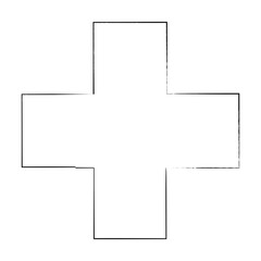 Obraz premium Cross texture symbol element, plus sign outline border grunge shape icon, decorative doodle for design in vector illustration