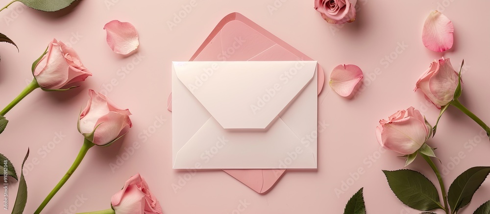 Aufkleber Thank you card and envelope set against a copy space image