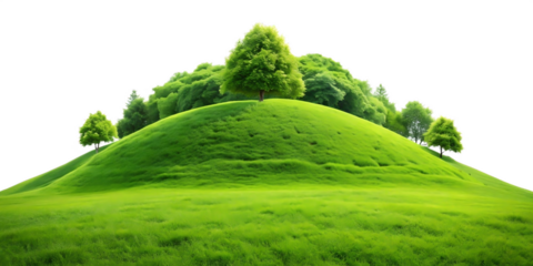green hill landscape isolated on white and transparent background