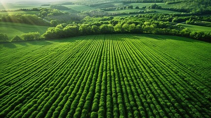 Agro culture, green fields, nature, view from above