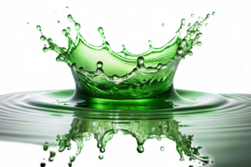 green water splash isolated on white