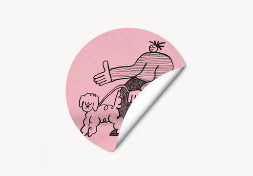 Stationery Flatlay Round Sticker Mockup