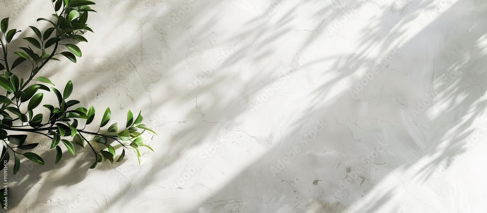 Aufkleber White background with plant shadow overlay highlighting natural stone creating a visually appealing copy space image