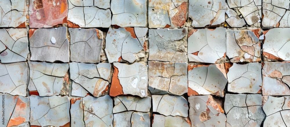Aufkleber Background with old broken tiles providing a copy space image