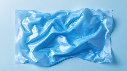 Fototapeta premium Blue Satin Fabric Draped and Wrinkled