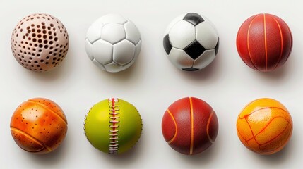 Obraz premium Balls Isolated On White, Showcasing A Variety Of Sports, Wallpaper Pictures, Background Hd