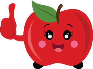 Funny apple character mascot okay