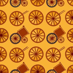 Fototapeta premium seamless pattern of wagon wheels and stagecoaches, symbolizing pioneer travel