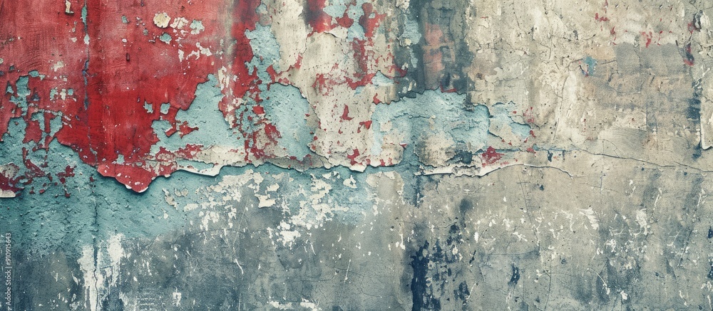 Aufkleber Vintage background of an aged concrete wall with remnants of paint providing a retro vibe suitable for a copy space image