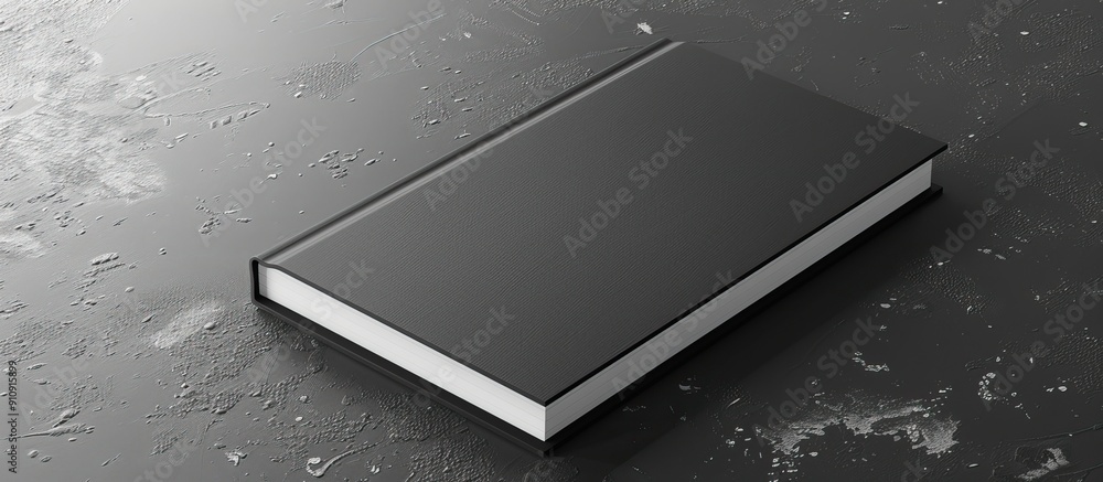 Poster Spring bound notepad mockup featuring a sleek black background for design and advertising purposes set against a gray backdrop with ample copy space image on the page