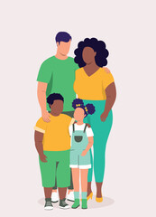 Fototapeta premium Portrait Of A Mixed Race Family With Chubby Little Son And A Little Daughter.