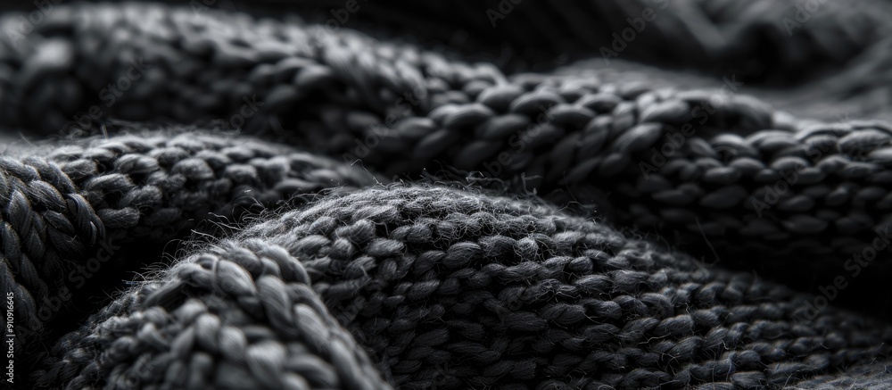 Aufkleber handmade black and white knit fabric showcasing a textured knit pattern up close perfect for a copy 