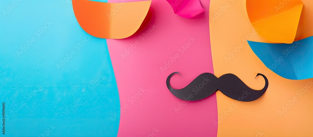 Poster father s day celebration concept with paper decorations against a colorful backdrop features copy sp