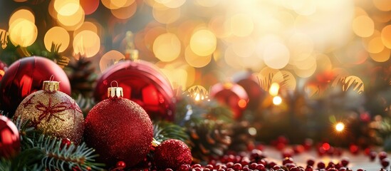 Festive Christmas decorations with empty space for text or image. Creative banner. Copyspace image