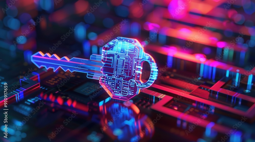 Poster digital key on a circuit board