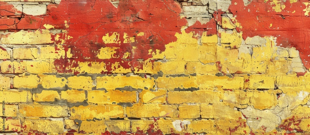 Aufkleber vintage red and yellow brick wall with a textured weathered surface ideal for text or design placeme