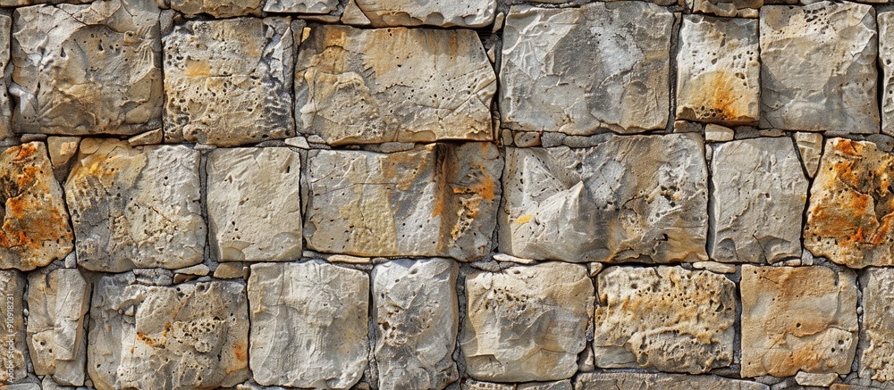 Leinwandbilder Elegant and distinctive patterns grace the aged stone wall creating a beautiful and unique design for a copy space image