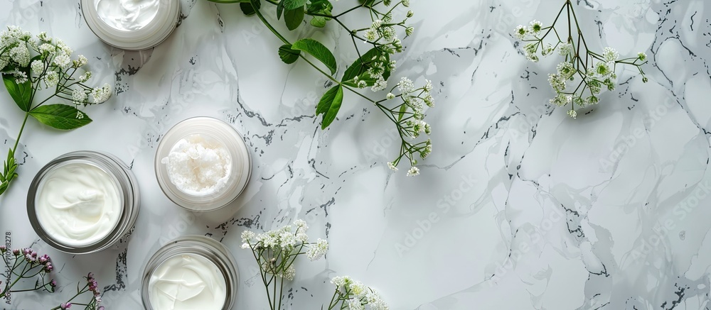 Poster samples of moisturizer products with copy space image