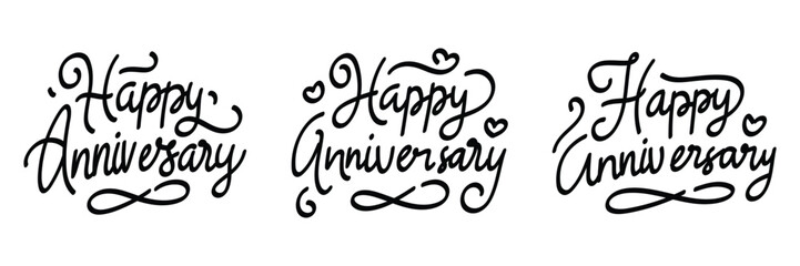 Simple Happy Anniversary Lettering for Invitation and Card