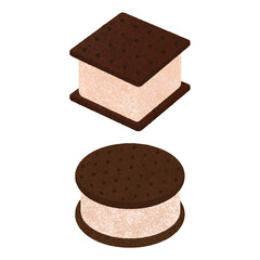 Vanilla ice cream sandwich vector illustration.
