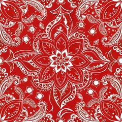 seamless pattern of western-style bandanas, featuring paisley and floral designs