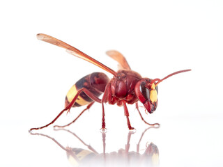 The Oriental Hornet in a white background. Vespa orientalis. Asian Hornet