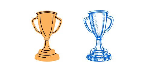 Vector hand-drawn and flat style  sport Illustration. Detailed retro style .sports cup sketch. Vintage sketch element. Back to School.