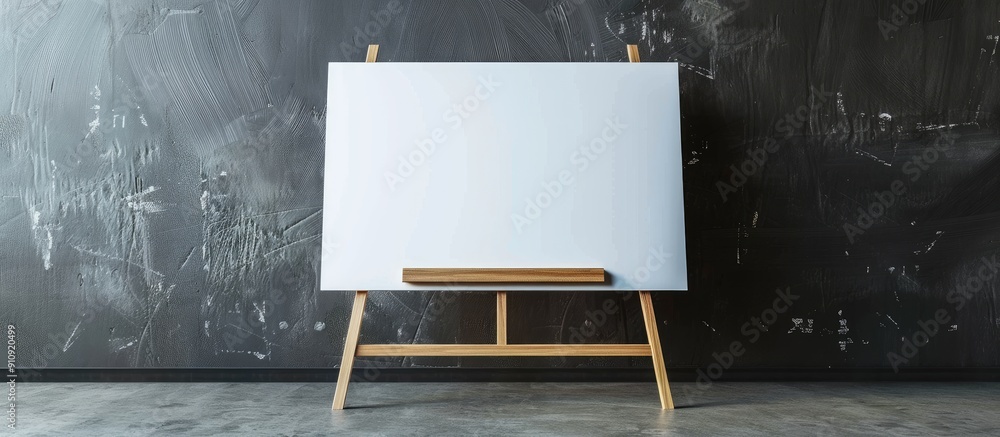 Poster white board displayed against a grey wall with copy space image available