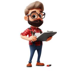 Inspecto 3D character, transparent background, white background	