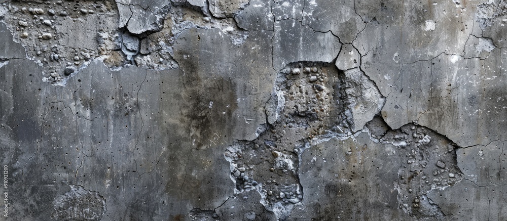 Poster High resolution photo of a realistic seamless texture pattern displaying weathered concrete walls with cracks suitable for use as a background in designs with copy space image