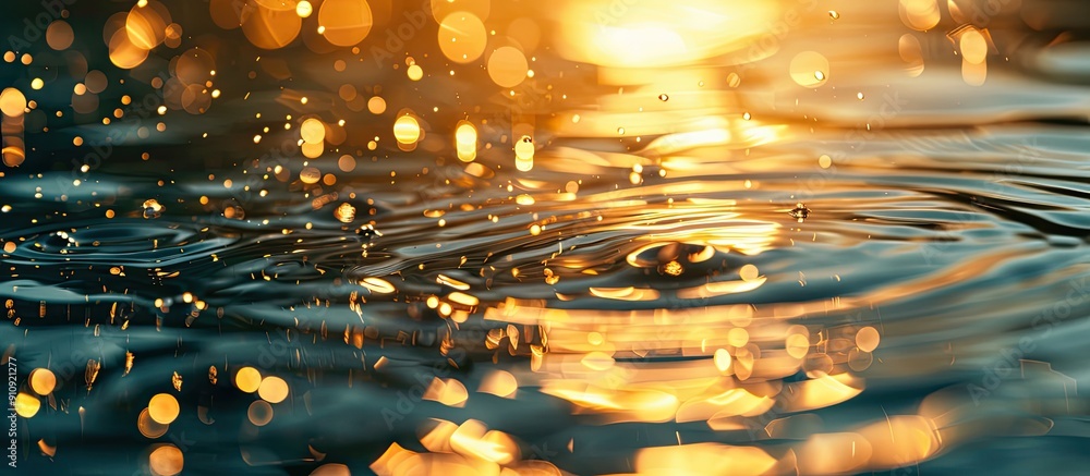 Poster reflection of light on water surface with copy space image