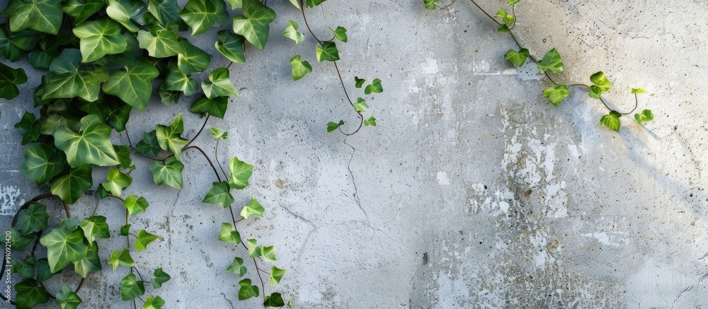 Poster A vine clinging to a concrete or cement wall perfect for a background with copy space image