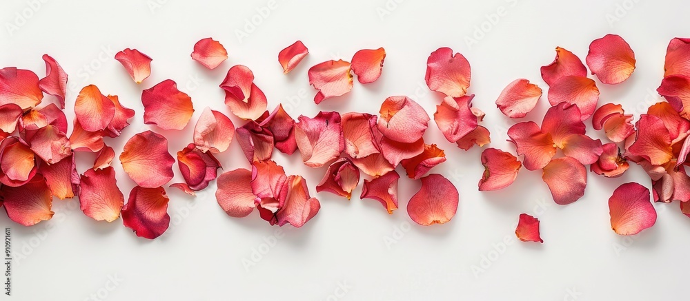 Aufkleber a floral arrangement crafted with rose petals forming a border on a white backdrop with a clear area