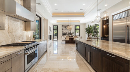 Stunning luxury home boasts a magnificent custom kitchen, designed to impress with its elegant finishes and state-of-the-art appliances.